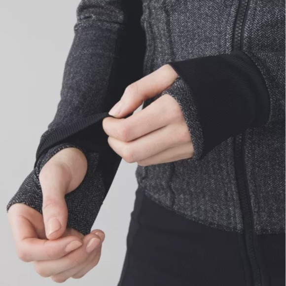 Lululemon Women’s Daily Practice Zip Up Hoodie Jacket In Black Herringbone - Picture 5 of 14